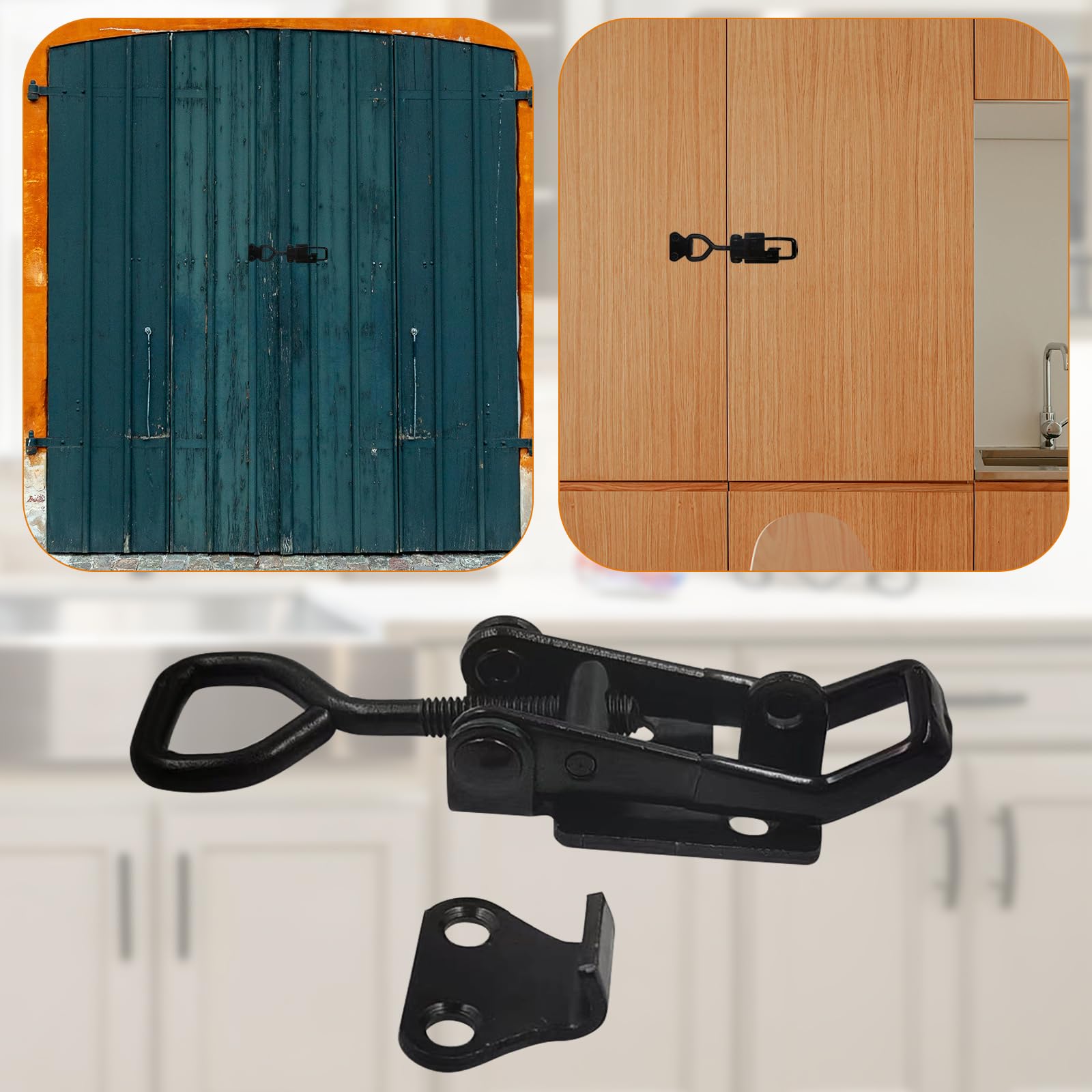 Miayaya 4 Pack Toggle Clamp Latch 400LBS Holding Capacity Heavy Duty 4002 Pull Latch Clamps Adjustable Quick Release Hasp Clamps with Lock Hook (Black)