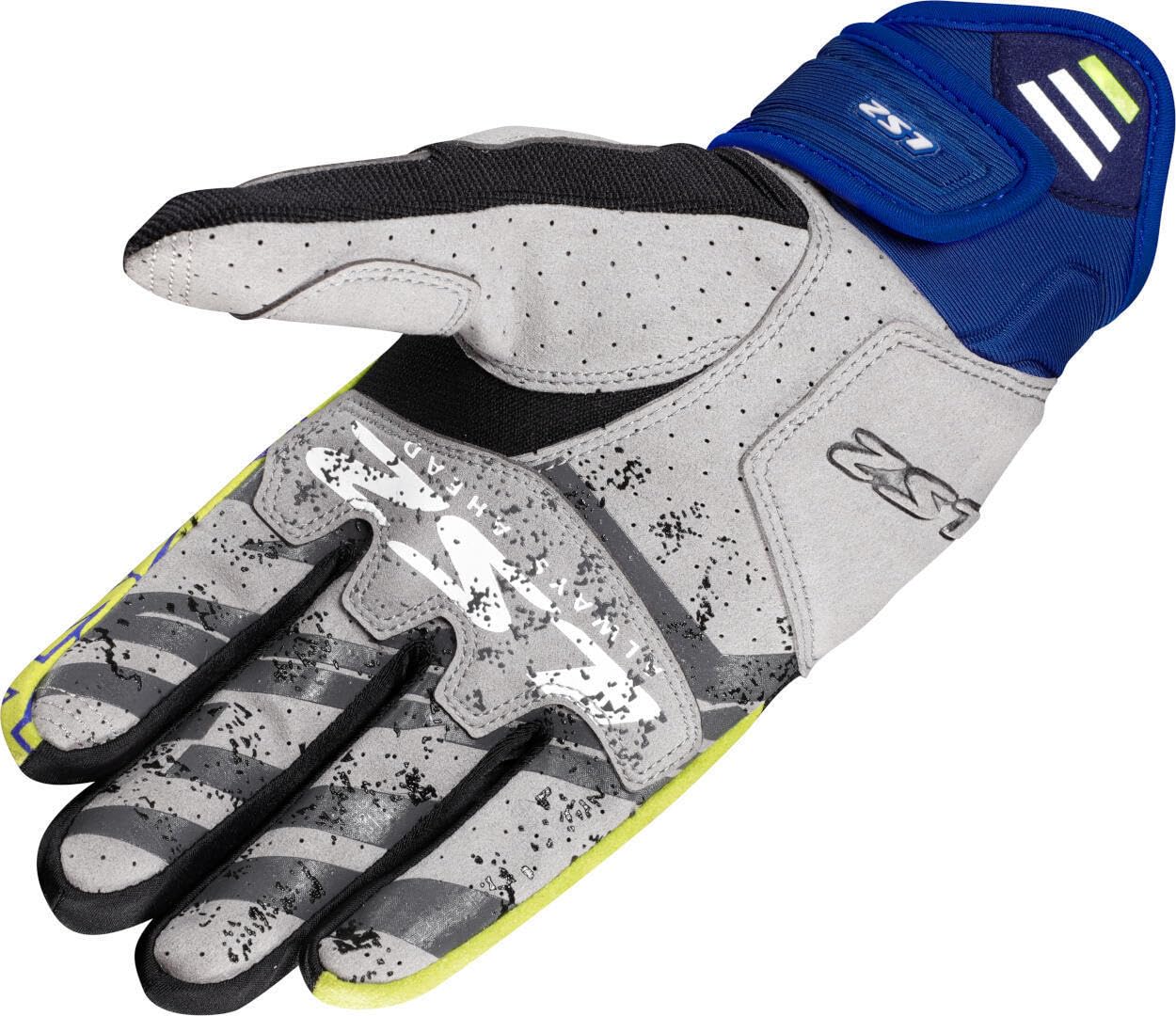 LS2 Ravin Motorrad Handschuhe, schwarz/grau/blau, XL | Atmungsaktiv