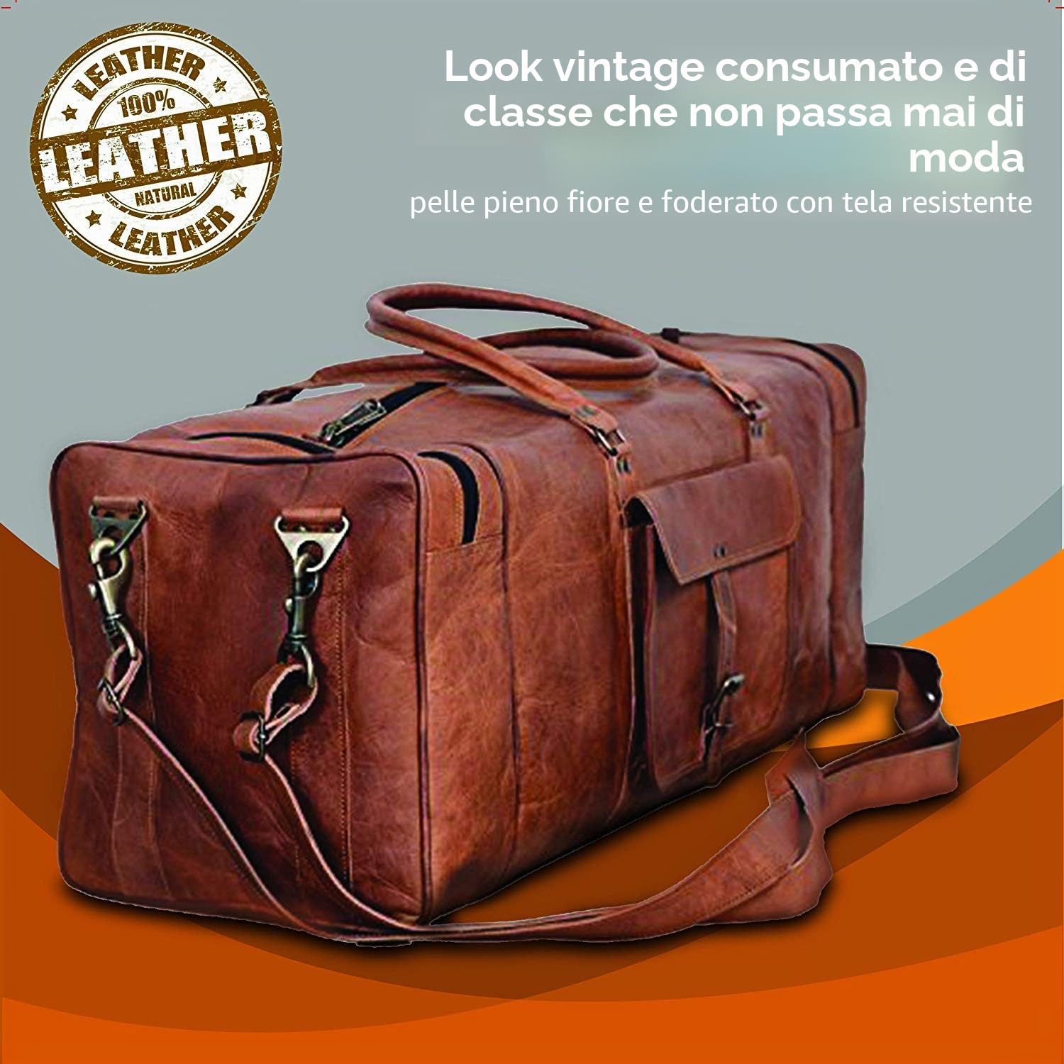 Komal's Passion Leather Kpl 71,1 cm Large Duffel Borsone Palestra Sport in Pelle ventiquattrore Borsa Weekender