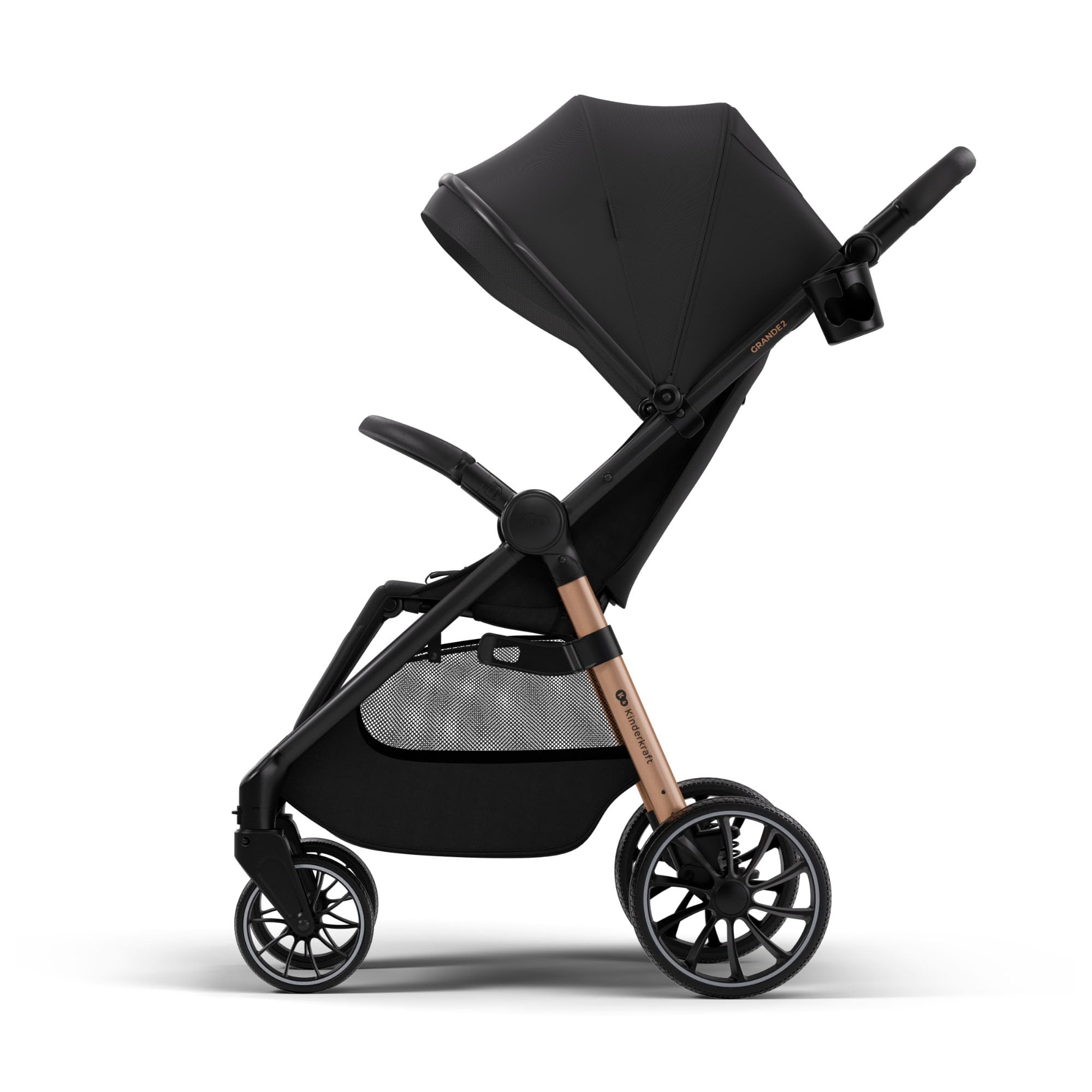 Kinderkraft GRANDE 2 - Passeggino | Grandi ruote, CLICK&FOLD, Nero