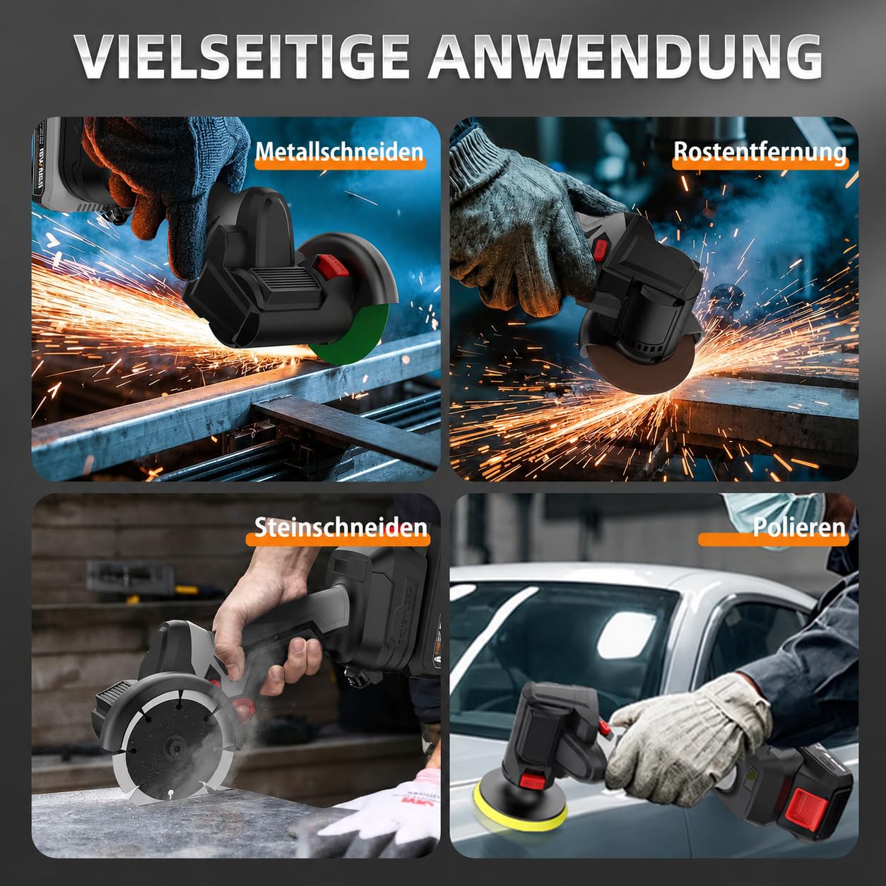 NANWEI 3-pollici smerigliatrice angolare a batteria per accumulatore Makita 18 V, 76 mm smerigliatrice compatta e leggera, 0–15.000 giri/min per dischi da taglio, dischi lamellari per taglio e
