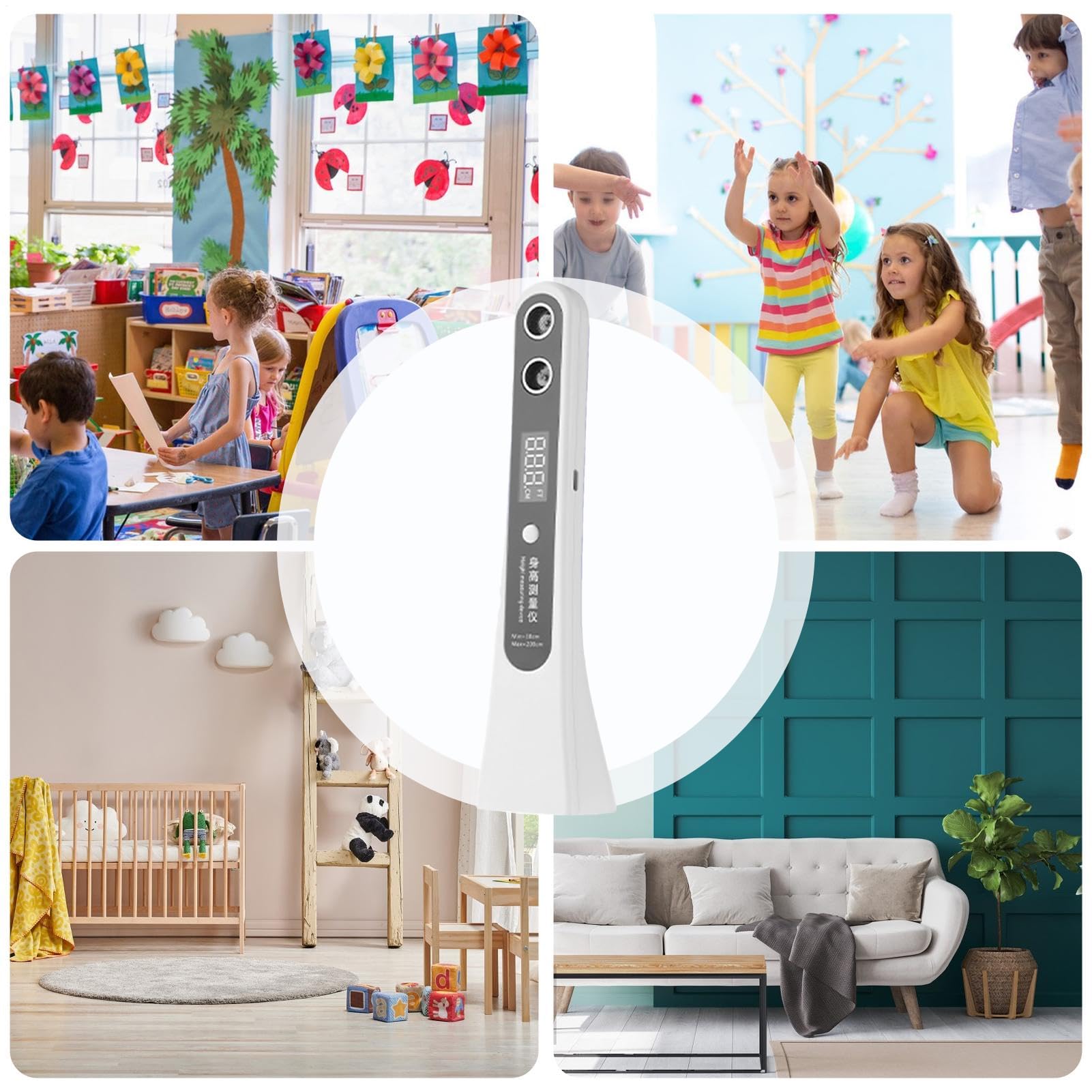 Altimetría digital, estadiómetro de altura corporal ultrasónico portátil | Medidor digital ultrasónico de altura - Escala de altímetro inteligente precisa para niños, adultos y niños