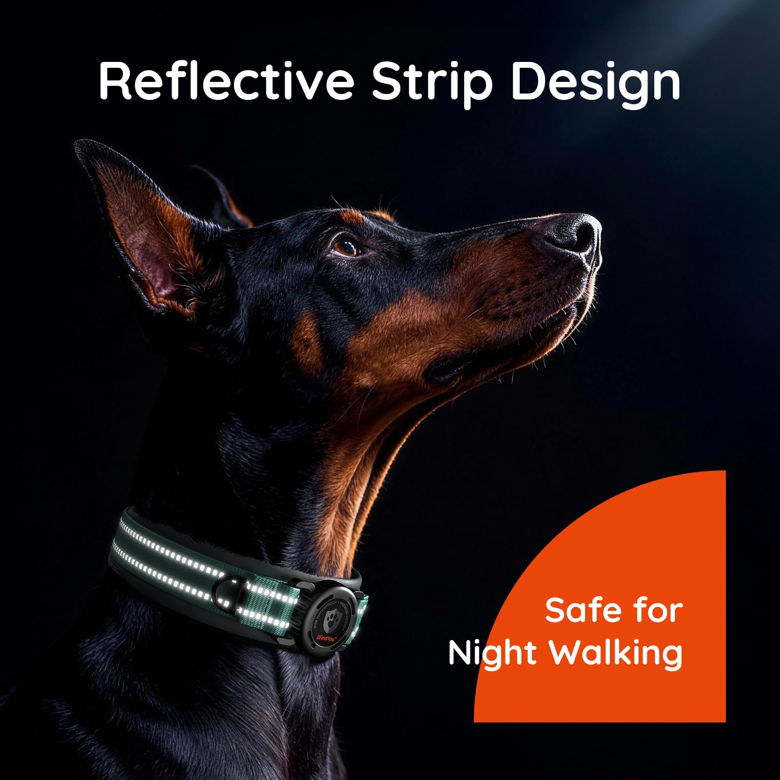 Collare per cani AirTag aggiornato con supporto, impermeabile e riflettente, collare per cani con imbottitura comoda allargata e fibbia in metallo ultra resistente, regolabile per cani di