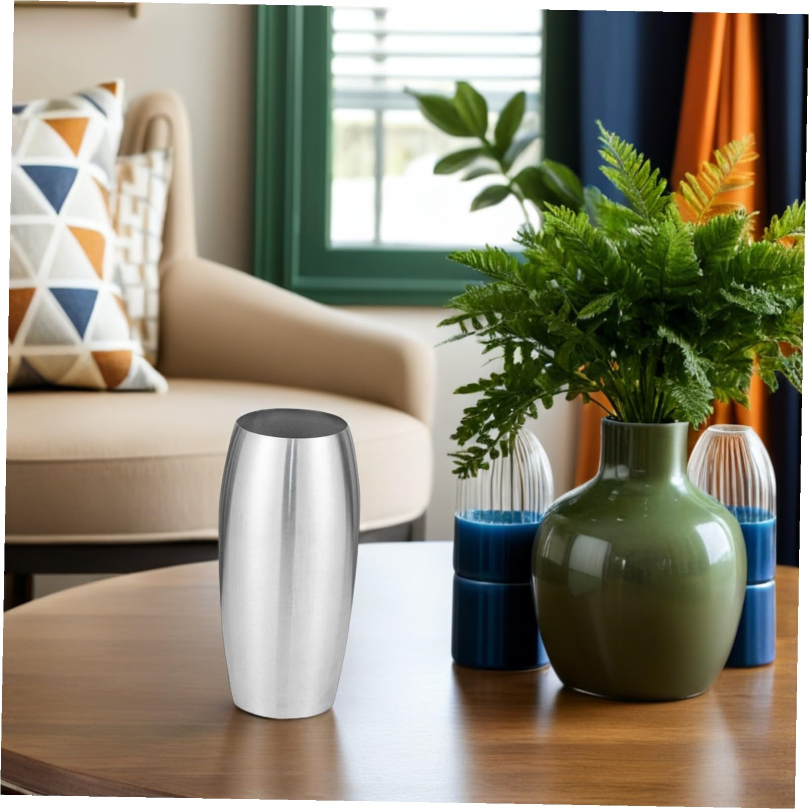 Cabilock Silberne Edelstahl Blumenvase Modern Elegant Hoch 30cm Leicht zu Reinigen für Hochzeitstischdeko und Wohnraumdekoration