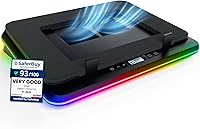 KLIM Turbofrost Gaming Laptop Cooling Pad: 4x 4000 RPM Turbo Fans, RGB Lights, Quiet Foam, USB-C/DC Power, Fits 17" Laptops - Black