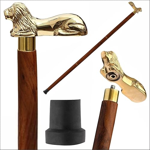 Miniatura 7 de Ajuny Wooden Walking Stick for Men Women Seniors Lightweight Detachable Handmade Cane with Decorative Brass Handle Unique Gift for Adults