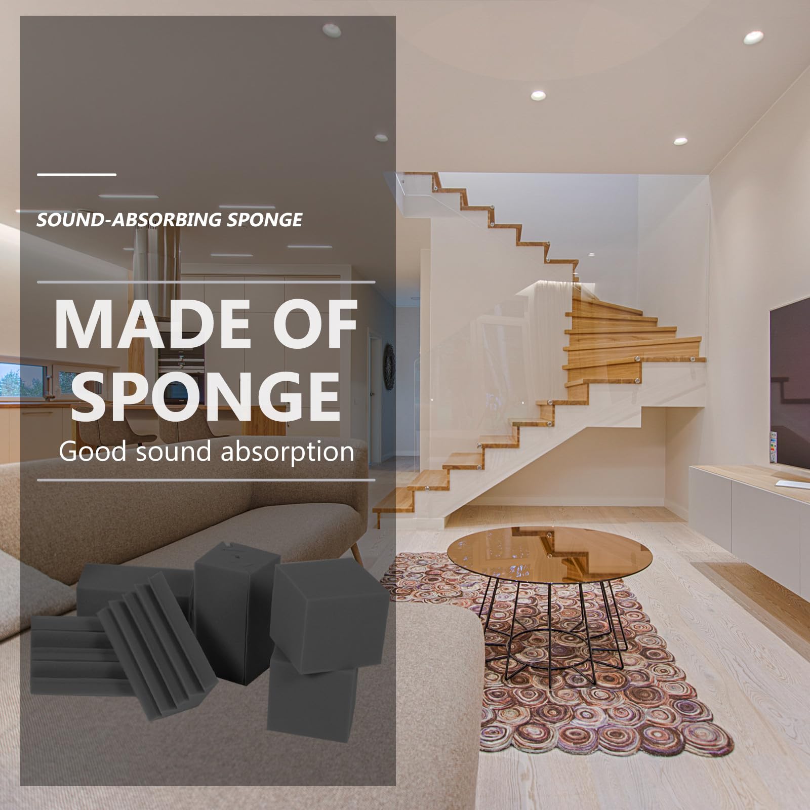 Trappa Bassi Angolare a Cubo 16 Pezzi, Trattamento Acustico Nero | Sponge, Forma Piramidale e Cubo, per Home Theater e Sale Cinema, Effetto Ignifugo