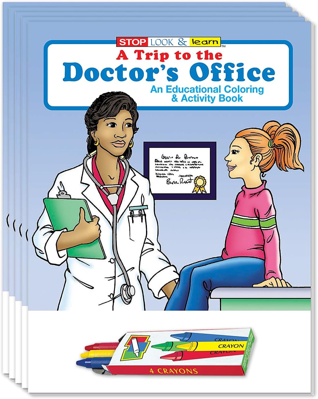 ZOCO – A Trip to the Doctor's Office – Coloring Books (50 Bulk Pack, with Crayons) – Games, Puzzles, Activities – Health Handout for Kids