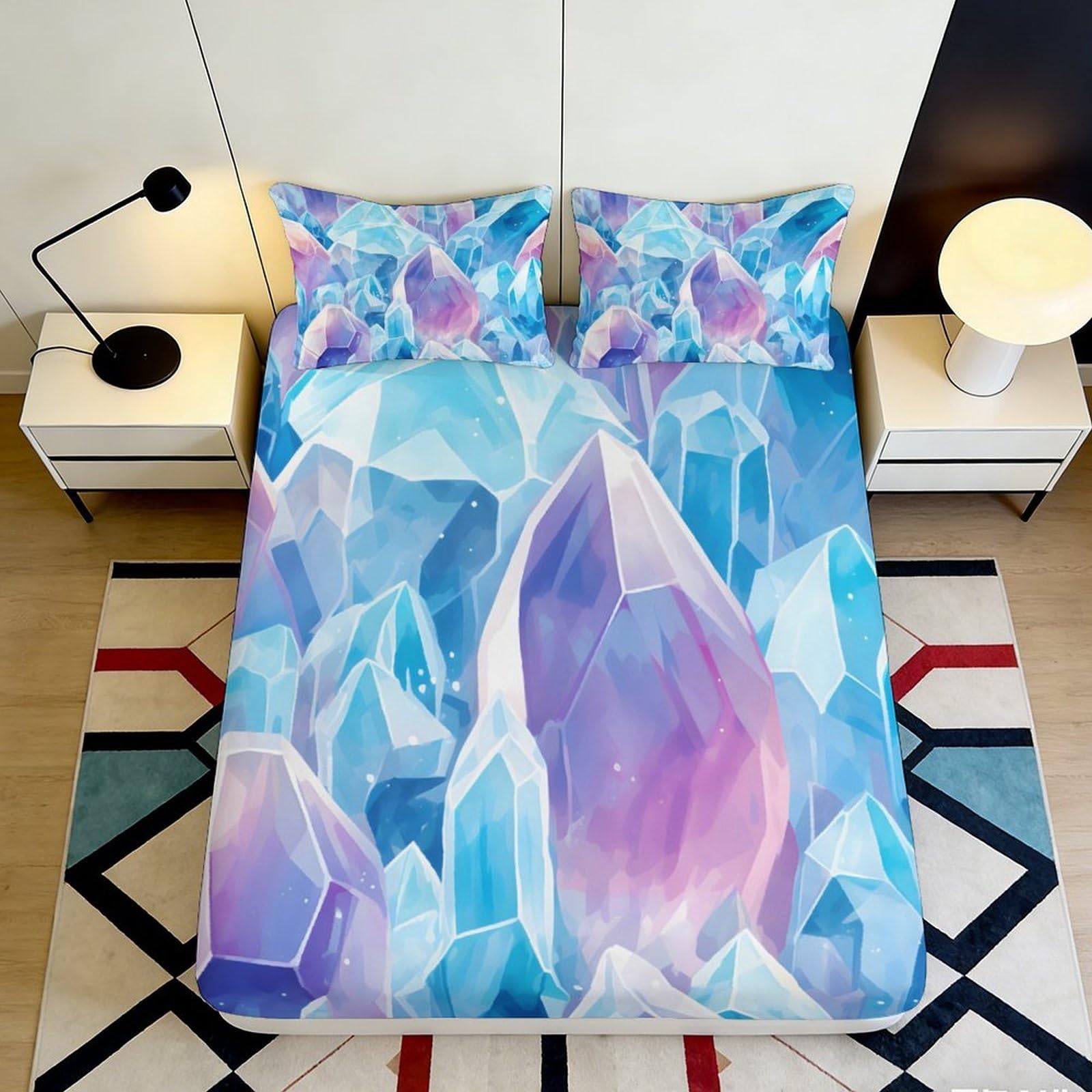 3D Printed Mermaid Tail Fitted Sheet Microfiber Non-Slip Deep Pocket Ocean Theme Mattress Fitted Cover Full Wrap Bedding for All Ages 180x200x25cm