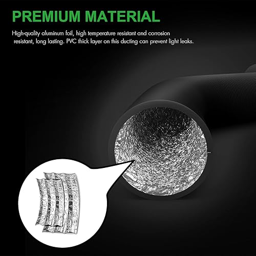 Vista 22 de iPower Manguera de ventilación flexible de 3 pulgadas y 8 pies de conducto de aluminio de 4 capas de protección para secadora para calefacción