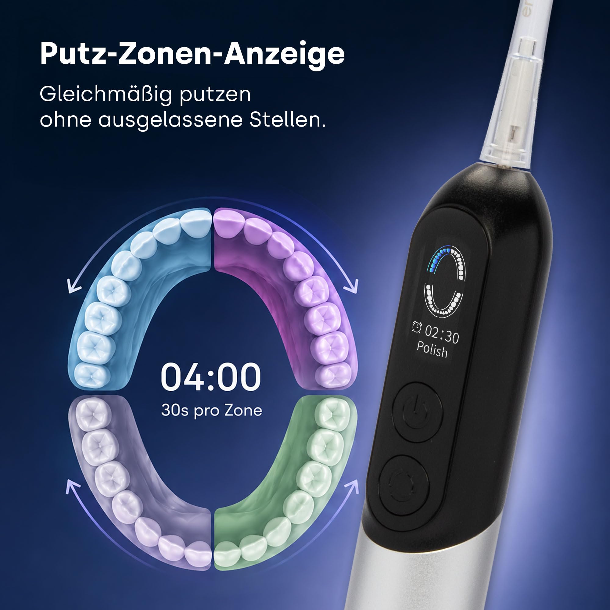 emmi-dent Sonic Prime Schallzahnbürste mit Display & Putz-Zonen-Anzeige