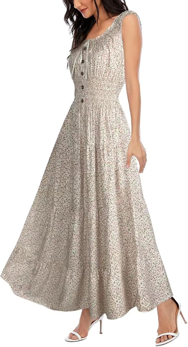 OSTOO Women's 2026 Summer Boho Floral Print Tiered Casual Flowy Long Maxi Dress