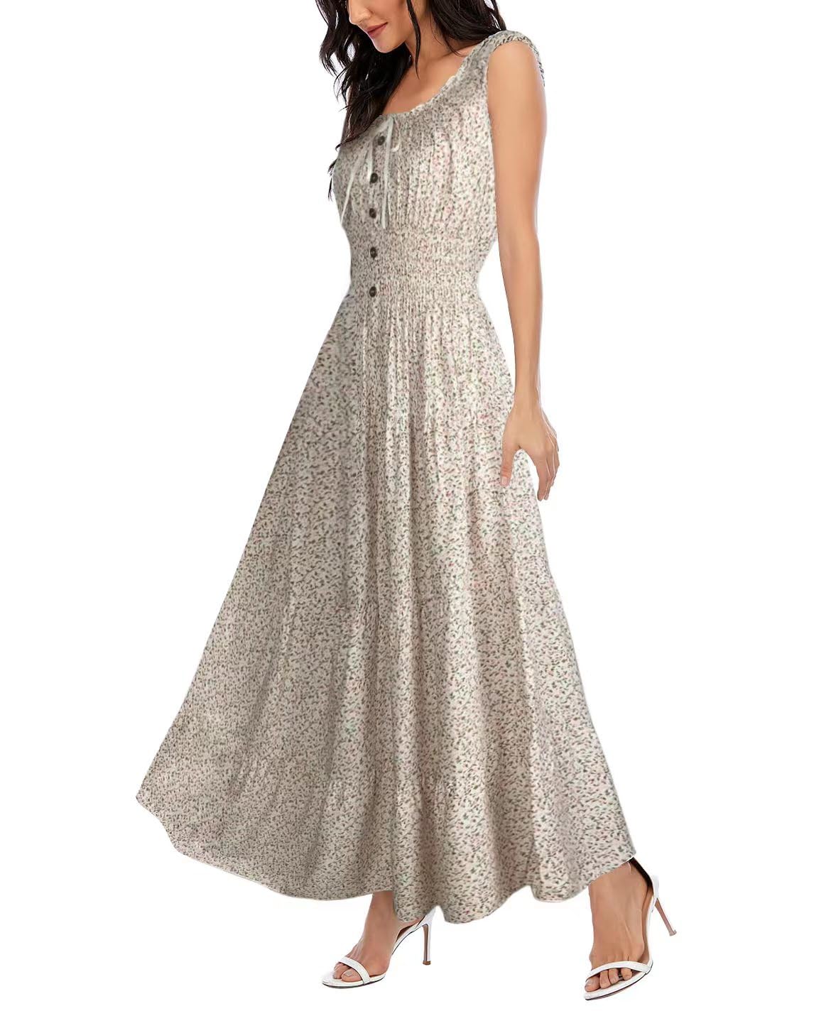 Women’s Sleeveless Summer Flowy Printed Boho Maxi Long Dress Dresses for Wedding Guest