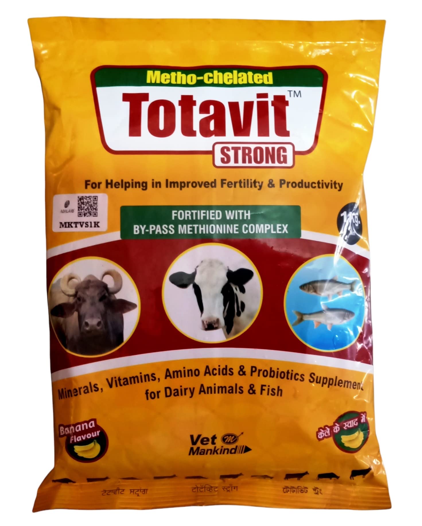 ADILAID Mankind Totavit Strong For Animals (1Kg), Powder, Banana, All Life Stages