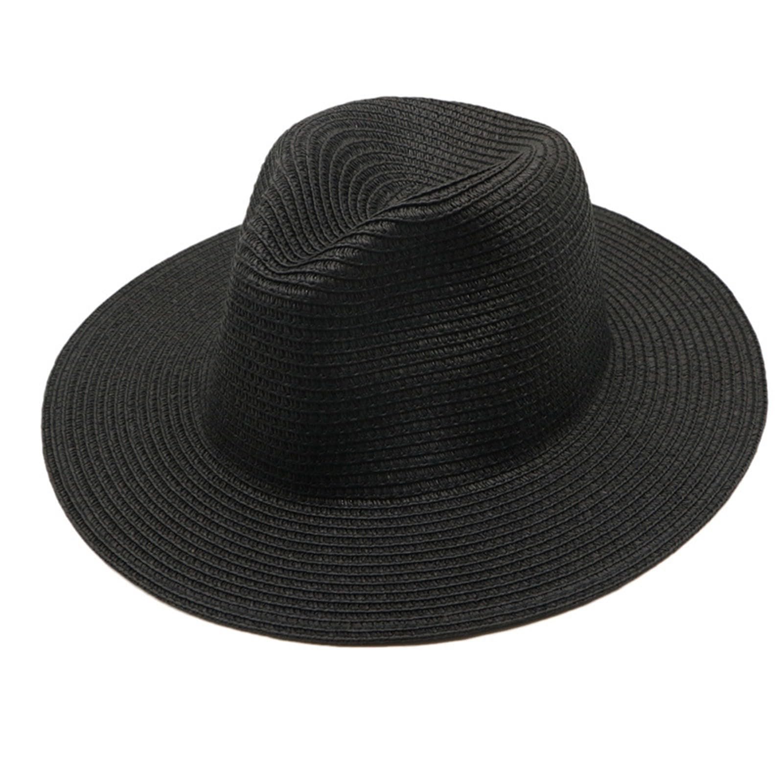 GenéricoSombrero de Paja Unisex Sombrero de Panamá Sombrero de Verano Sombrero de Playa de Fedora para Hombres Mujeres Sombrero de ala Ancha para Senderismo Playa Ciclismo Montañismo