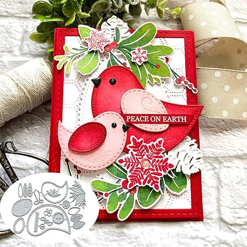 Festive Birds - Troqueles de metal troquelados, hojas de flores de primavera, plantillas cortadas para tarjetas de invitación, álbumes de recortes, Festive Birds - Troqueles de metal troquelados, hojas de flores de primavera, plantillas cortadas para tarjetas de invitación, álbumes de recortes,