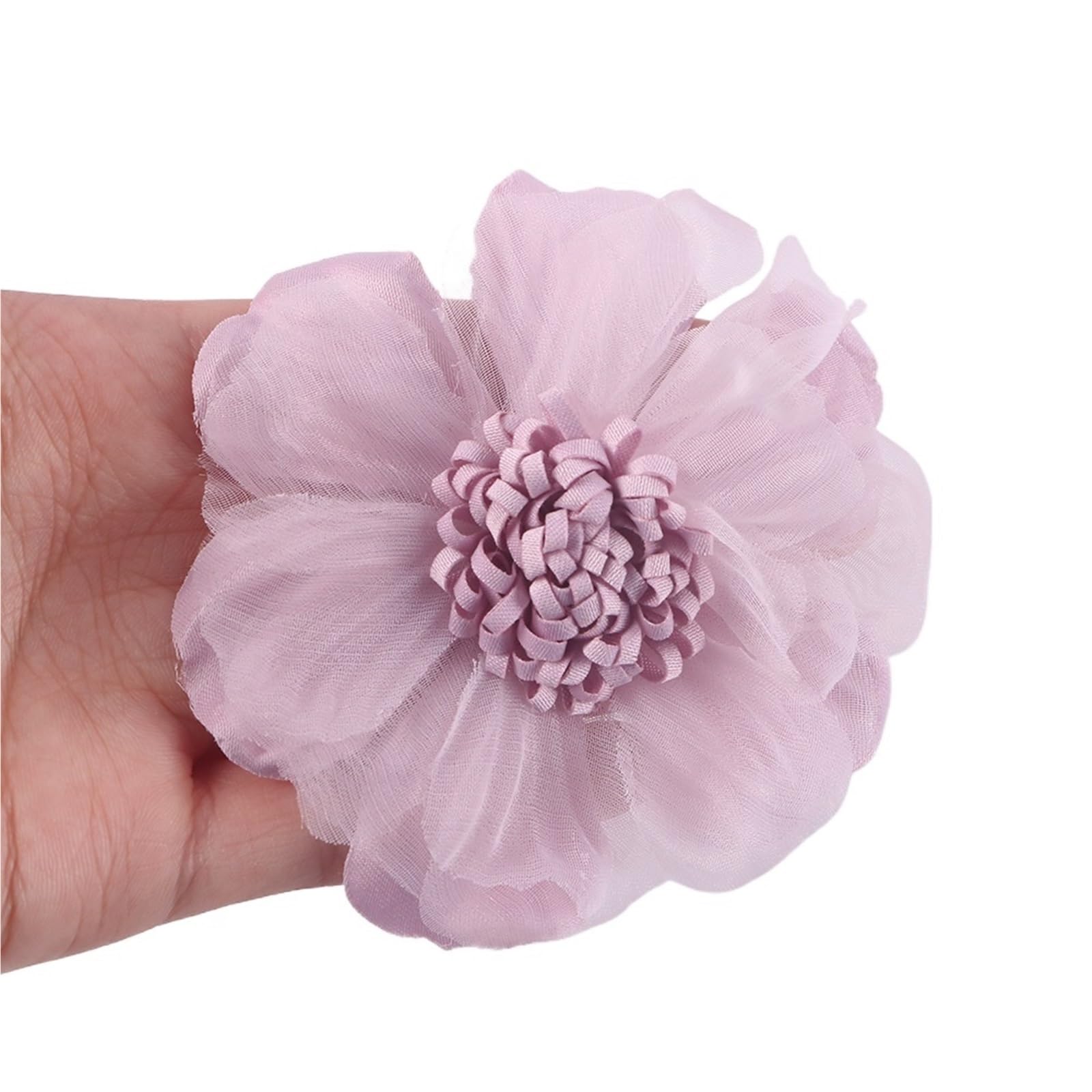 Wtaxbh 07Light Amethyst Iron On Patches 10Pcs Large Handmade Chiffon Fabric Artificial Flower For Wedding Dress Clothing Hats Headdress Decoration Diy(07Light Amethyst)