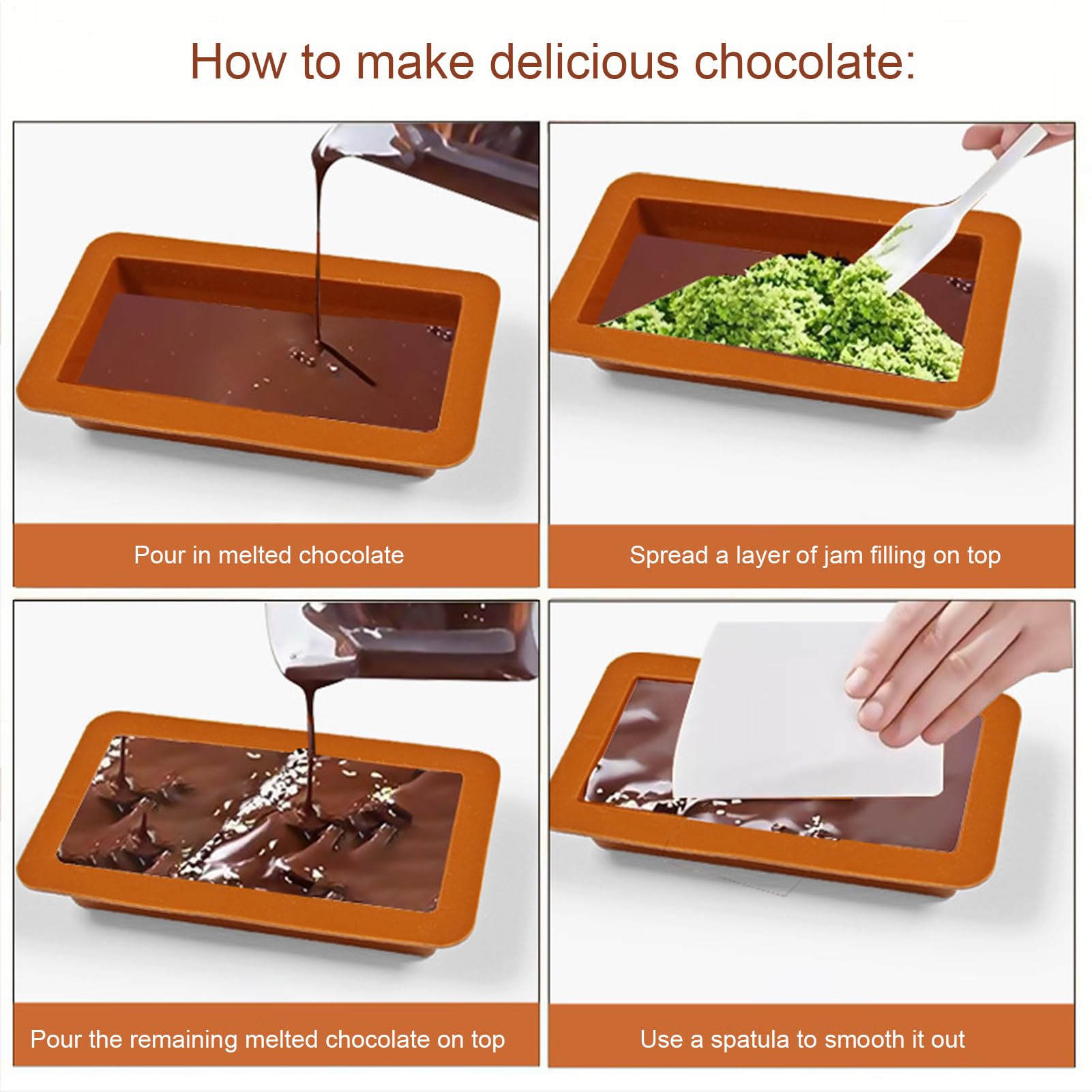 Cioccolato In Silicone Resistenti Al Calore Antiaderenti Facile Sformatura | Forma Per Barrette Di Caramelle per Cottura al Forno e Preparazione Caramelle, Dolci Festivi, Casa, 2 Pezzi da