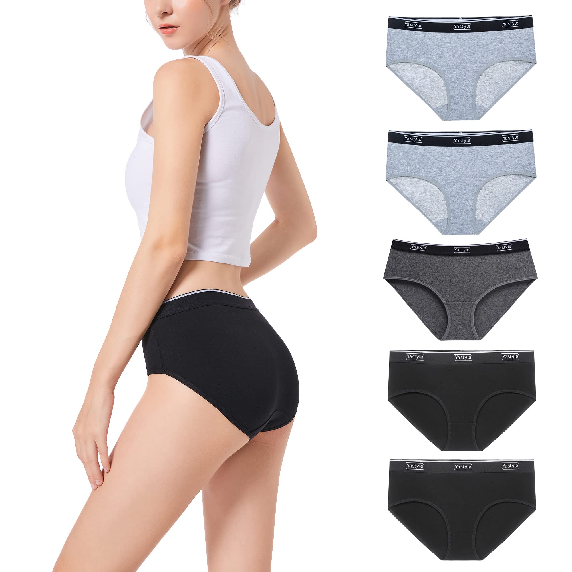 Cotton Underwear for Women High Waisted Full Coverage Briefs Soft Ladies Panties 5 Pack Multi