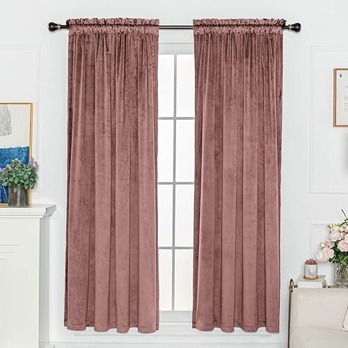 FY FIBER HOUSE Cortinas opacas de terciopelo para oscurecer la habitación, cortinas opacas con aislamiento térmico para ventana, bolsillo para