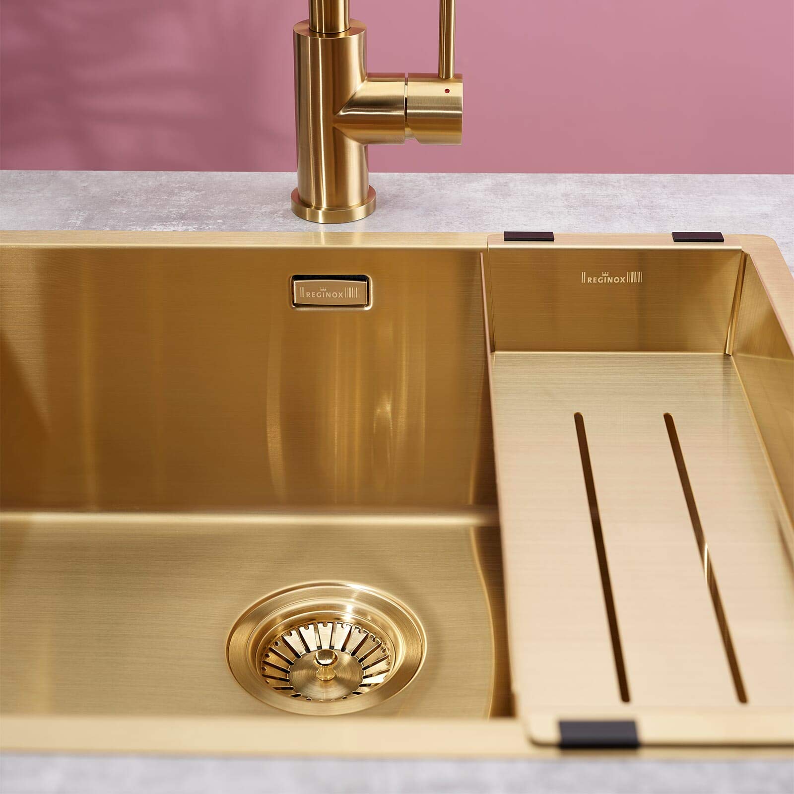 Reginox Küchensieb COLANDER in Gold, Edelstahl mit PVD-Beschichtung, 425 x 152 x 70 mm