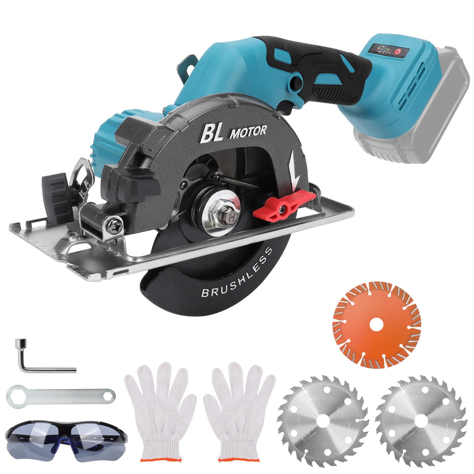 WingFly Mini Sierra Circular Inalámbrica para Makita 18 V Batería, Sierra Circular de Mano con 3 Hojas de Sierra, Puede Cortar Diagonalmente 6000 rpm, Sierra Multifunción para Carpintería