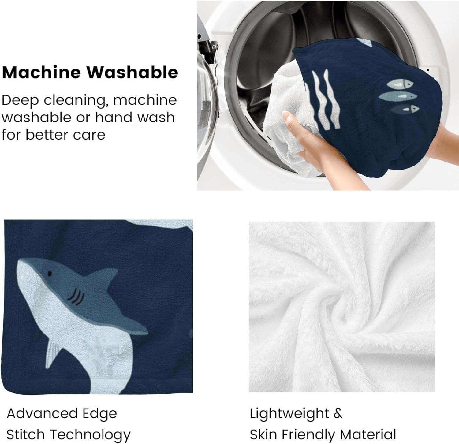 Shark Blanket Gift Cute Animal Blanket Bed Throw Blanket Soft Lightweight Cozy Warm Blankets for Kids Teens Men Women (80"x60", Shark)