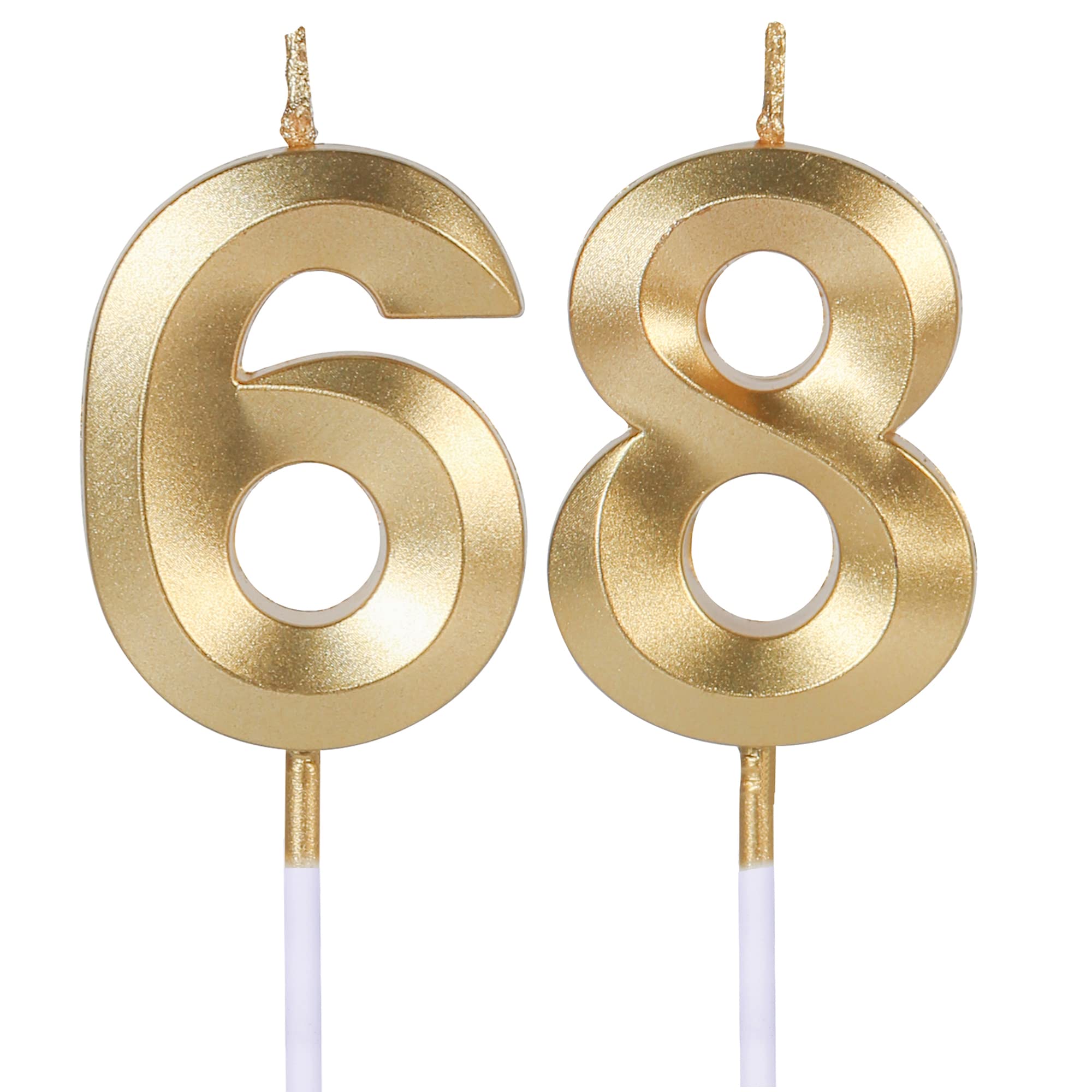 Velas doradas de 68 y 86 cumpleaños para pasteles, número 68 86 vela para decoración de fiestas, aniversario, boda, celebración