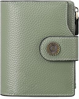FALAN MULE Women's Lightweight Genuine Leather Wallet, Includes Card Holders, RFID-Blocking, Lightweight, Photo & ID Holder, Green