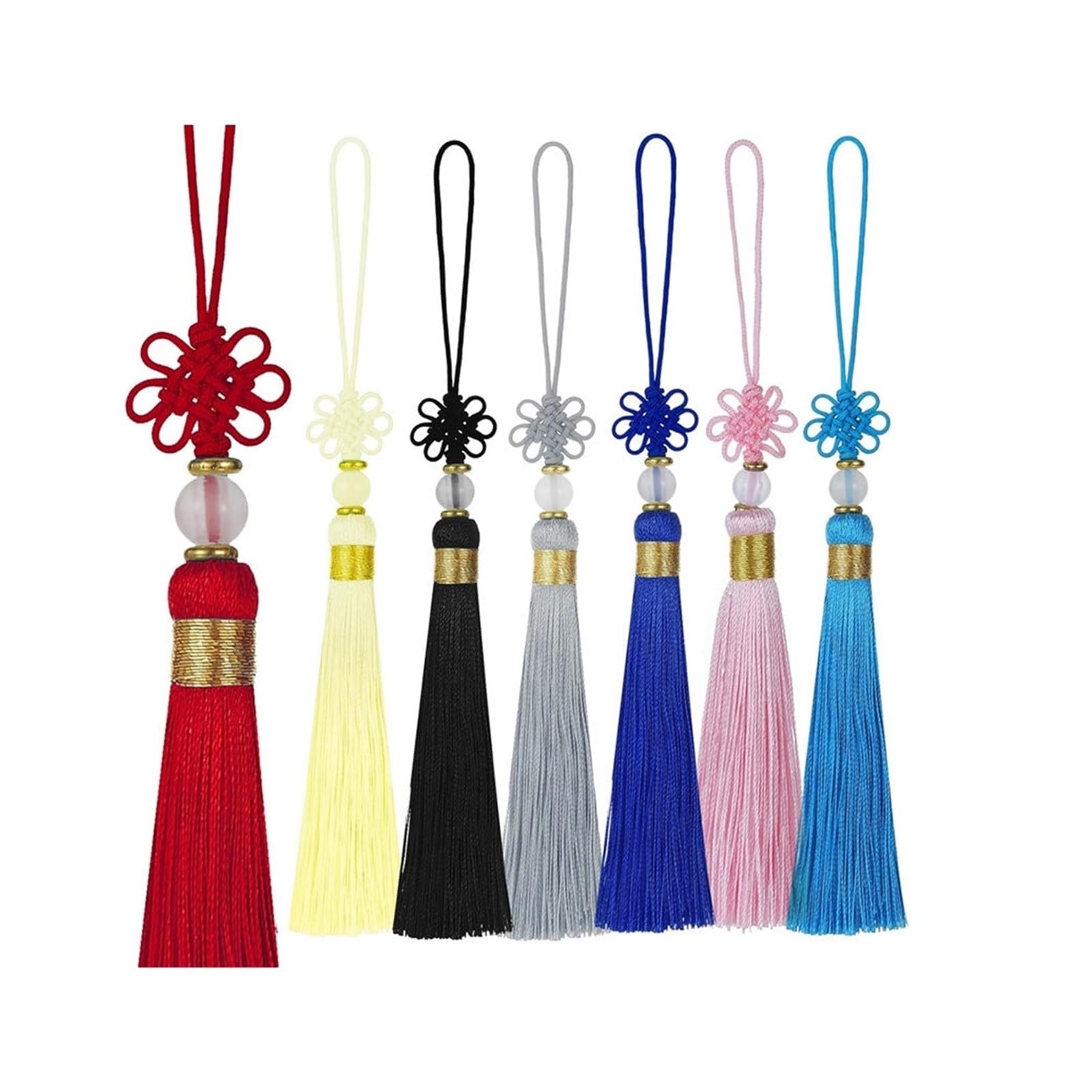 Mini Tassels 30Pcs Small Chinese Knots Craft Tassels Handmade Silky Mini Beaded Tassels for Jewelry Making DIY Earring Bookmark Supplies for Crafts(Random mixing)