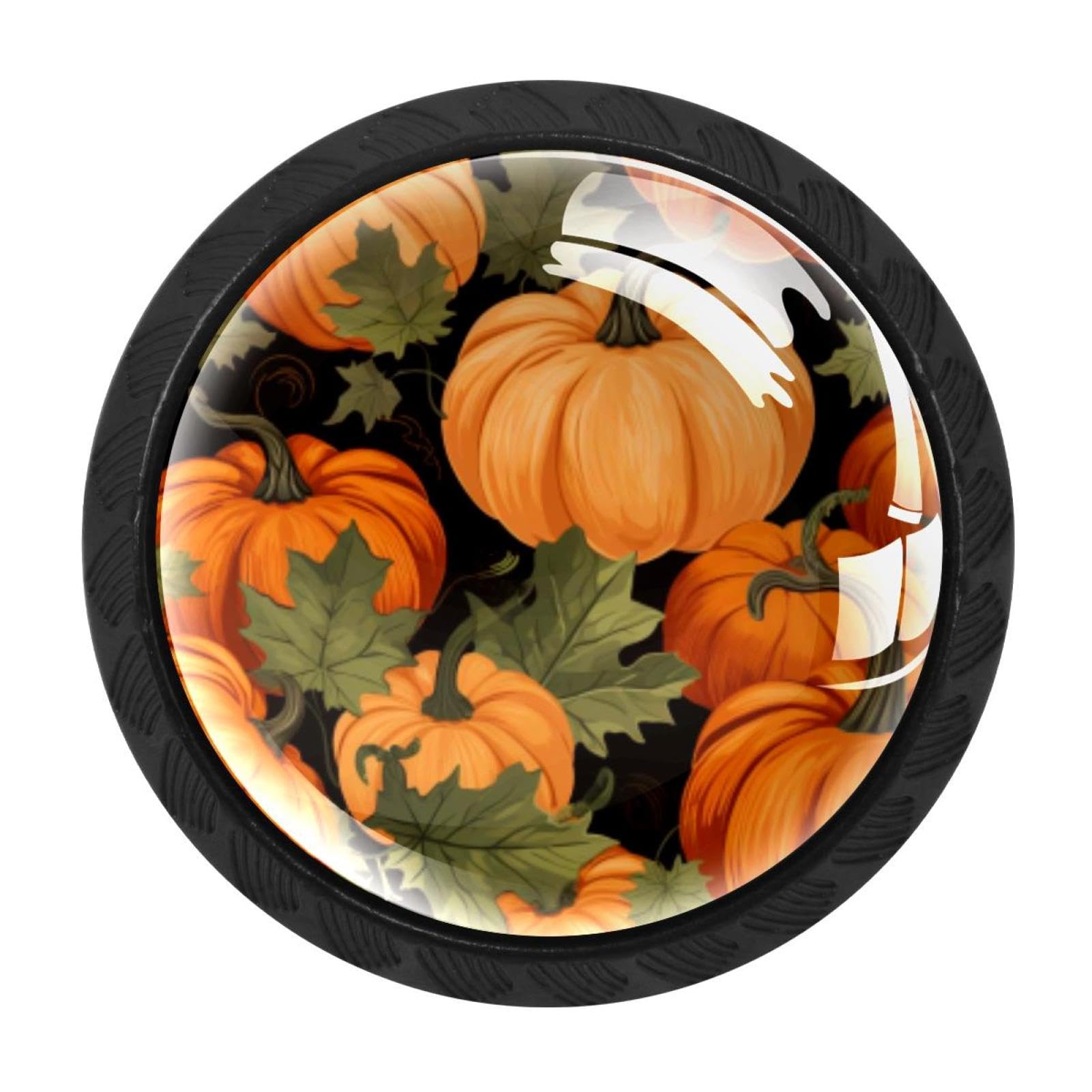 CHENZZZZ Thanksgiving Pumpkin Drawer Knobs 4 Pack Crystal Dresser Knobs 35mm Glass Cabinet Knobs for Home Office Bathroom