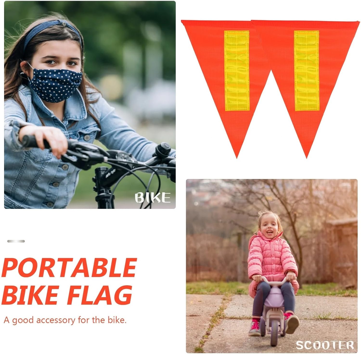 Bike Flag 18/50Pcs Reflective Warning Bike Orange Safety Bicycle Bikes Flags Replacement Flag Cycling Accessories(18pcs)