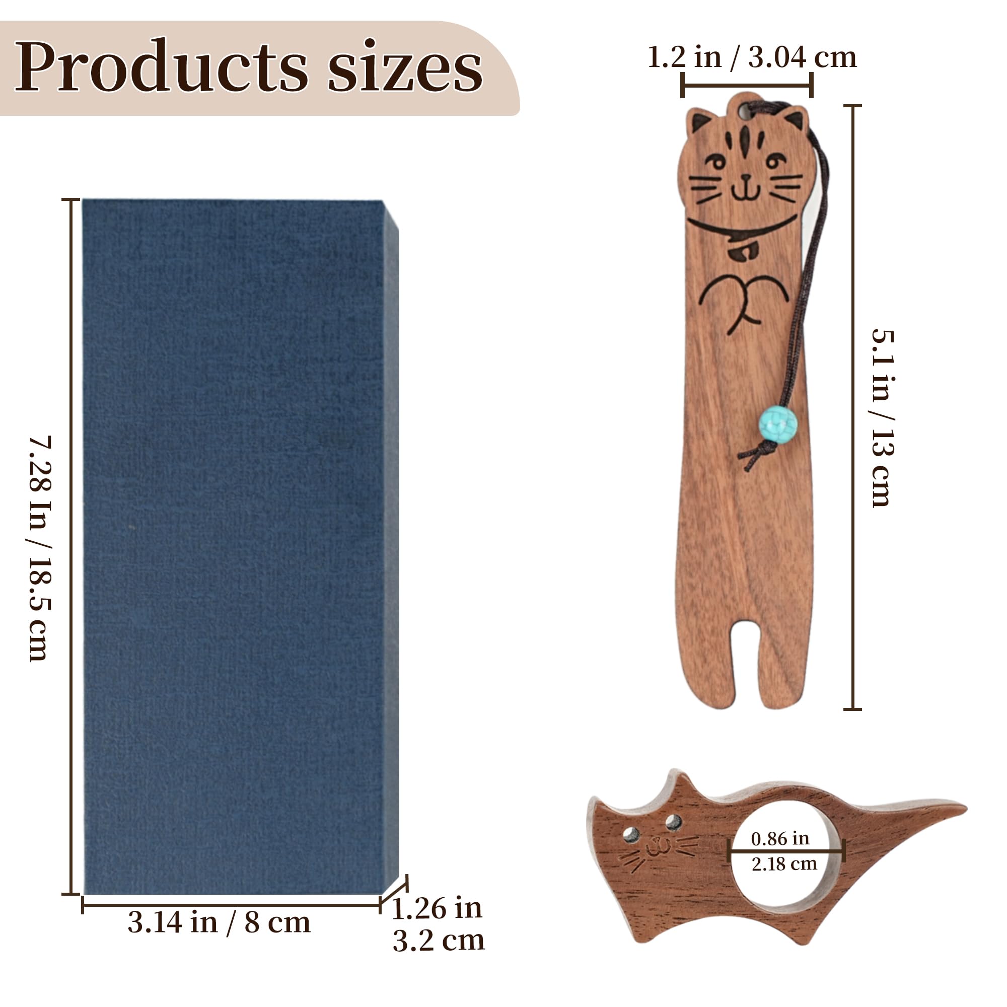 Buchseitenhalter Katzenform Walnuss Daumen Lesezeichen Daumenleser Ideales Lesezubehör Lesegeschenke Buchliebhaber Geschenk Durchmesser 2,2 cm
