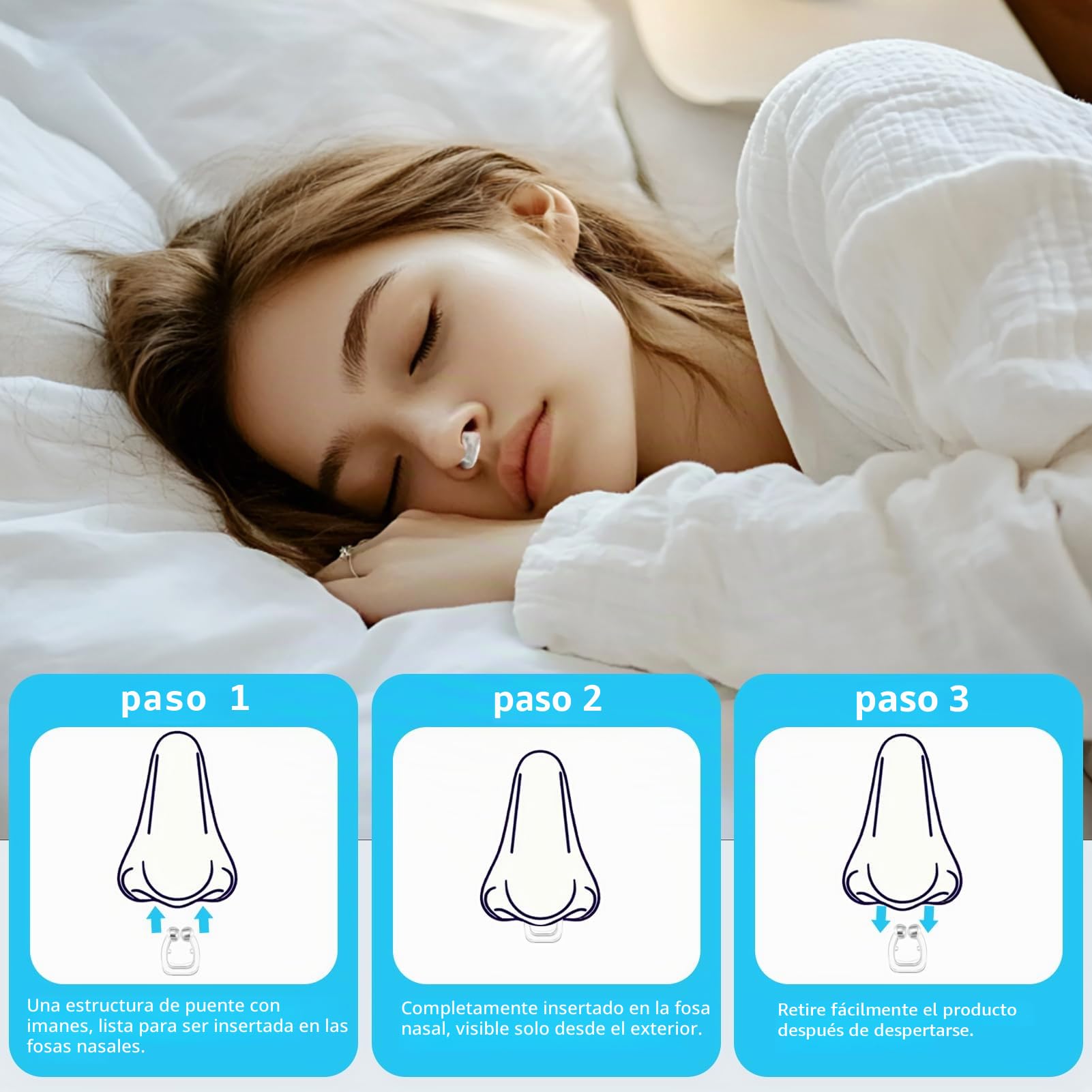 8 Dilatadores Nasales Antirronquidos Reutilizables, Dilatador Nasal Magnético en Silicona, Antirronquidos para Dormir, Clips Nasales Invisibles para Hombre y Mujer, Solución para Ronquidos
