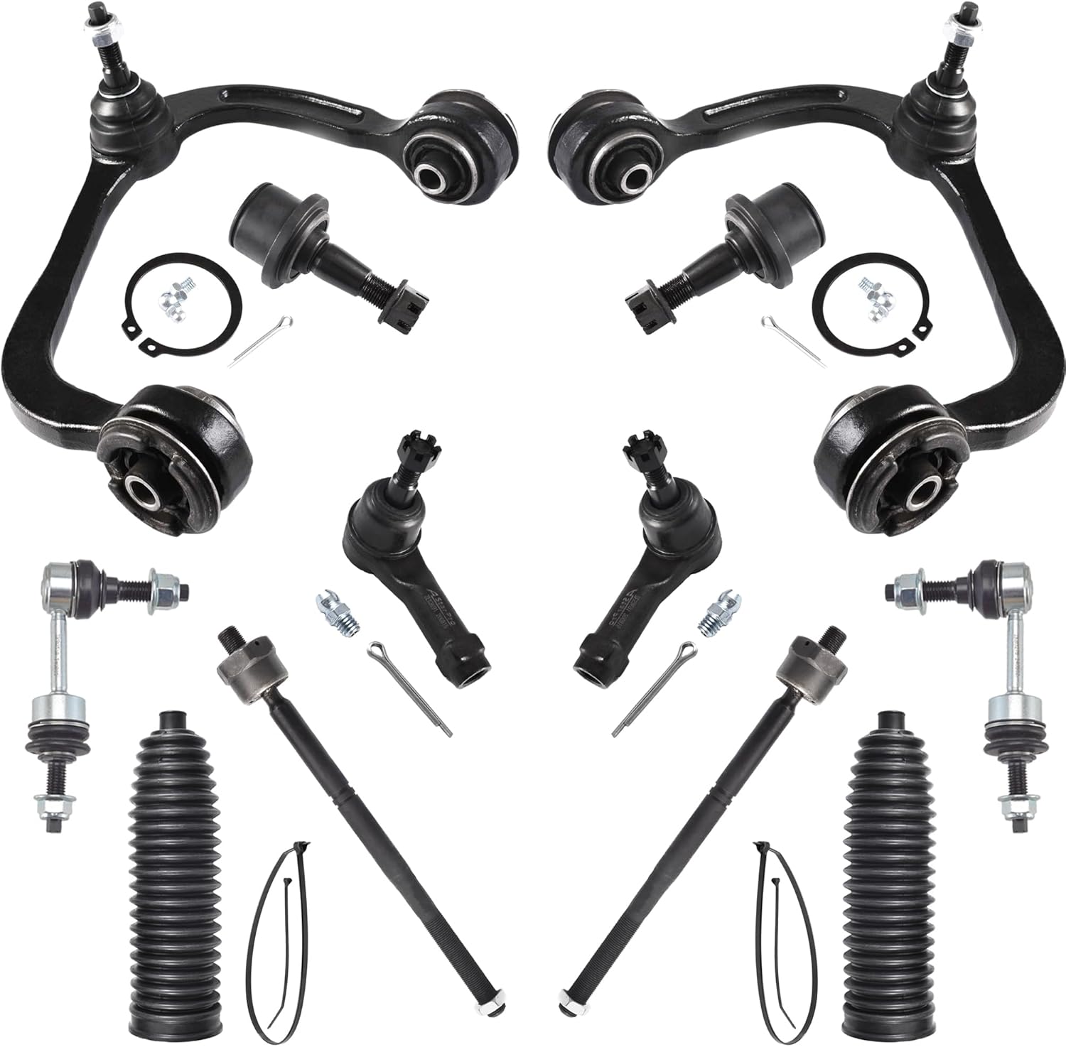 ASTARPRO 2WD 12pcs Front Upper Control Arm and Lower Ball Joint| Sway Bar End Links| Inner and Outer Tie Rod Ends with Boot Compatible with 2004 2005 Ford F-150