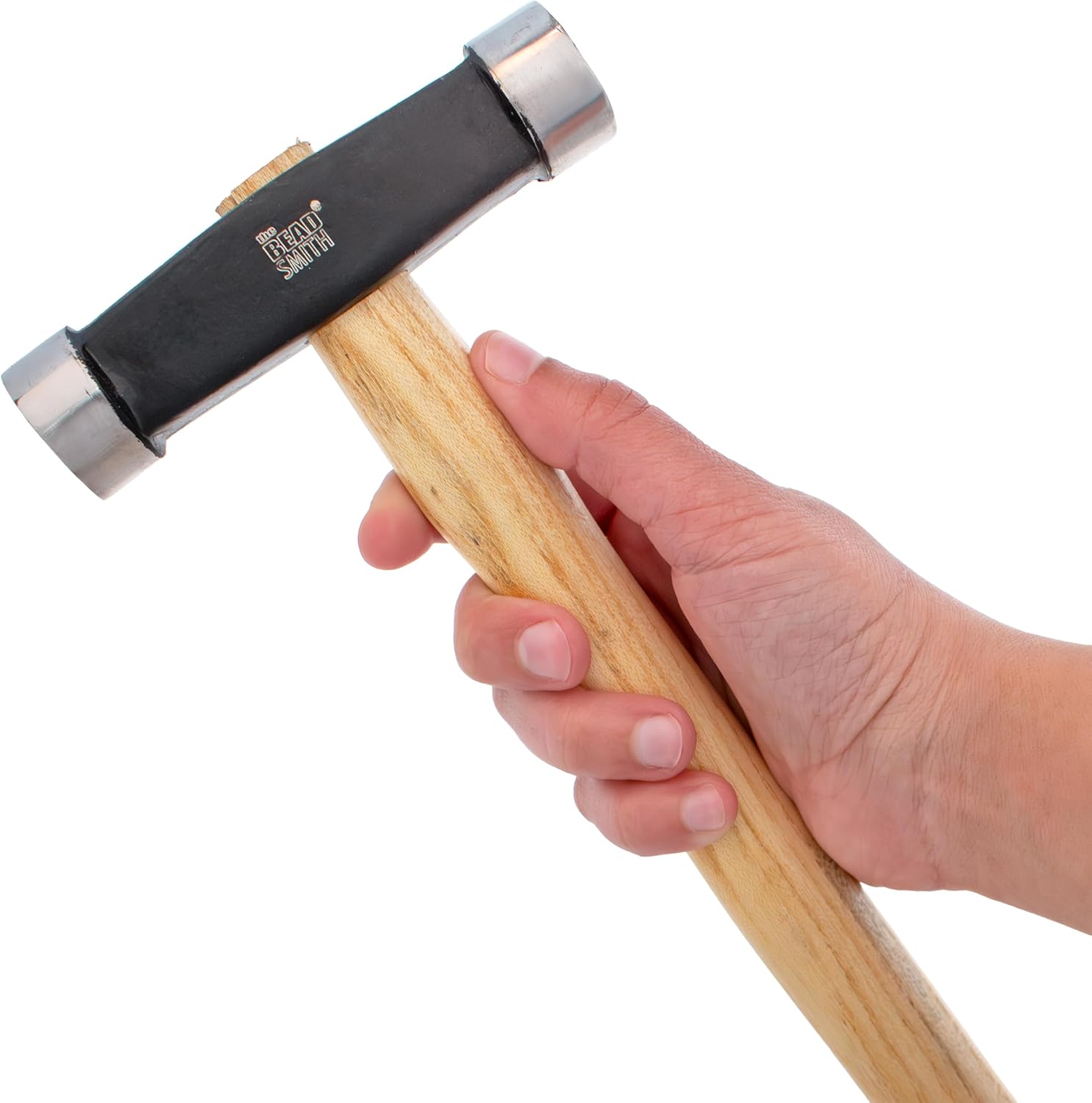 The Beadsmith Two-Sided Planishing Hammer – Metal Shaping Tool, 12.5 Inches w/ 4.5-Inch-Wide 6.7oz Steel Head, 23mm Domed and Flat Faces