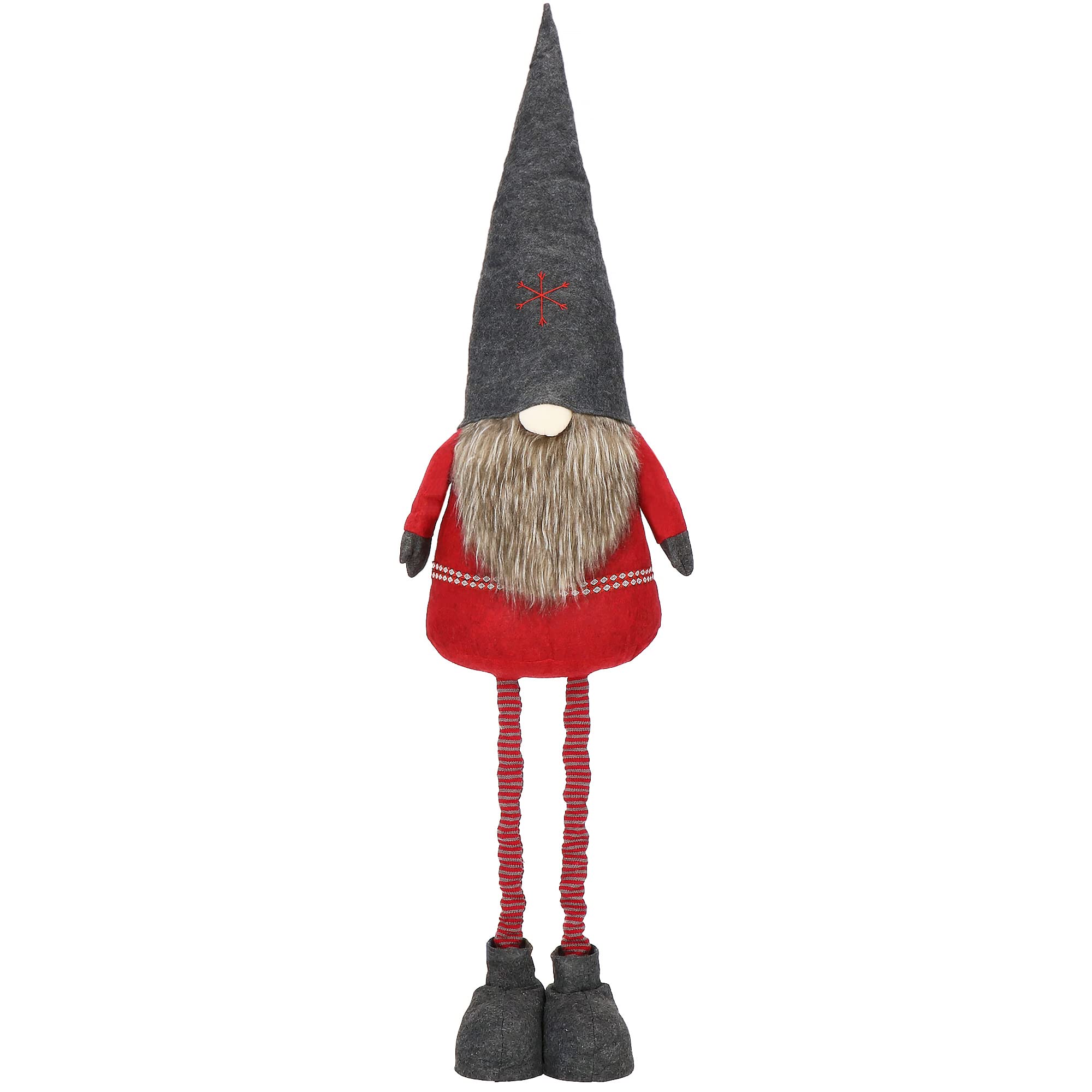 SPRINGOS Figurine décorative nain de Noël, hauteur réglable, 95-160 cm, pieds télescopiques en nain scandinave