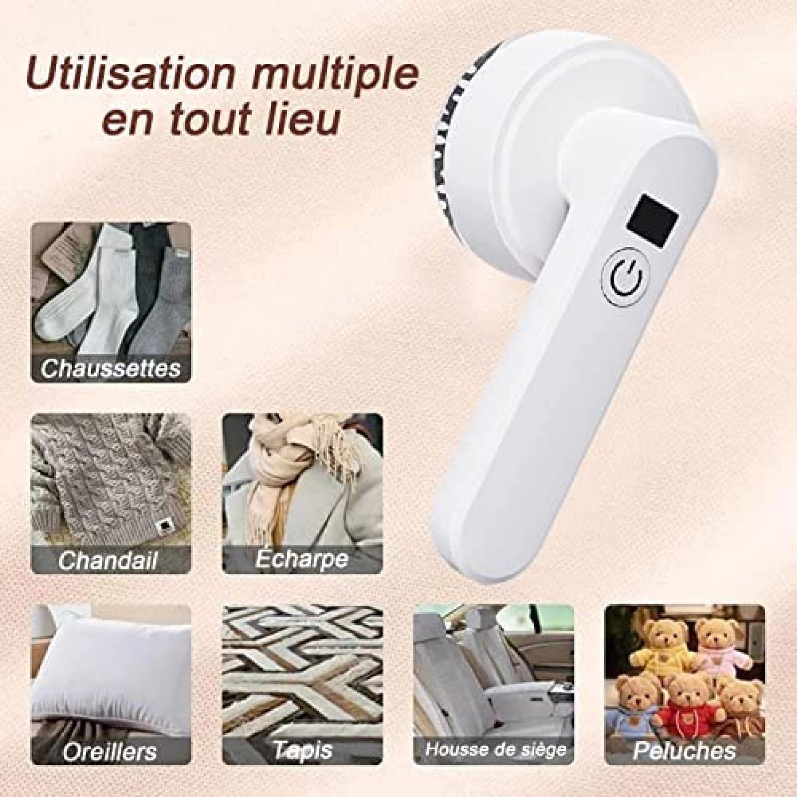 Quitapelusas portátil, afeitadora eléctrica de Felpa con 6 Cuchillas, Recargable por USB para Ropa, Muebles y Ropa de Cama