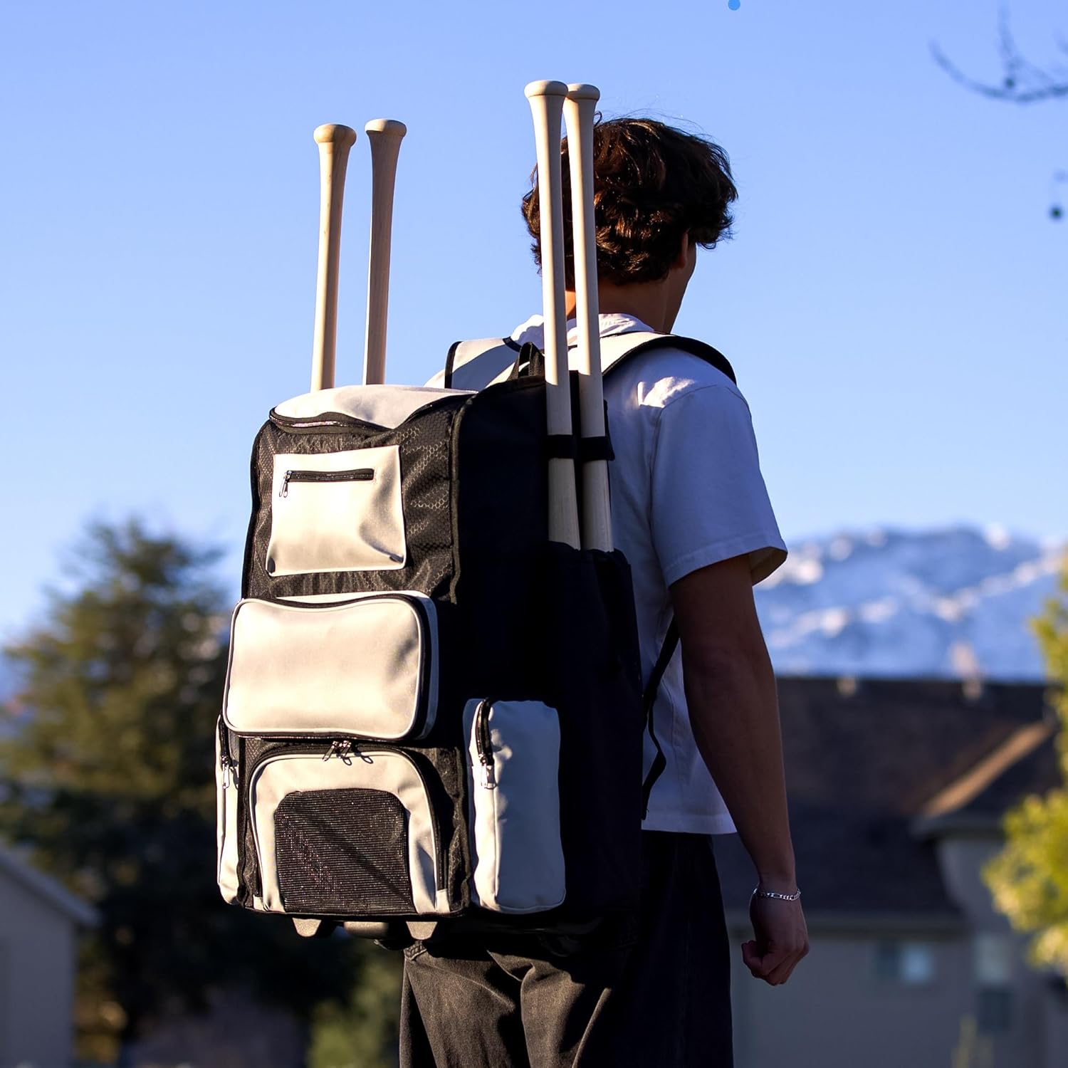 Catchers Gear Bag with Wheels - Elite Rolling Baseball & Softball Bags, Spacious Catchers Bag with Shoe Compartment, Bat Sleeves, Telescopic Handle & Backpack Straps for Game-Ready Players - Image 8