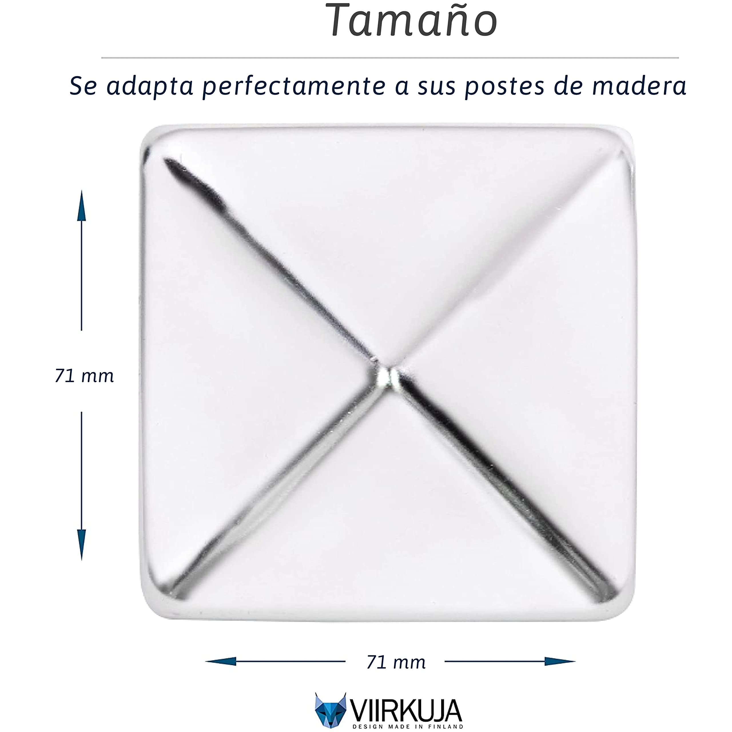 10 tapas para postes de valla (70 x 70 mm) | acero galvanizado | forma pirámide | tapa para postes de madera | acero galvanizado | forma pirámide | tapa para postes de madera con tornillos VIIRKUJA