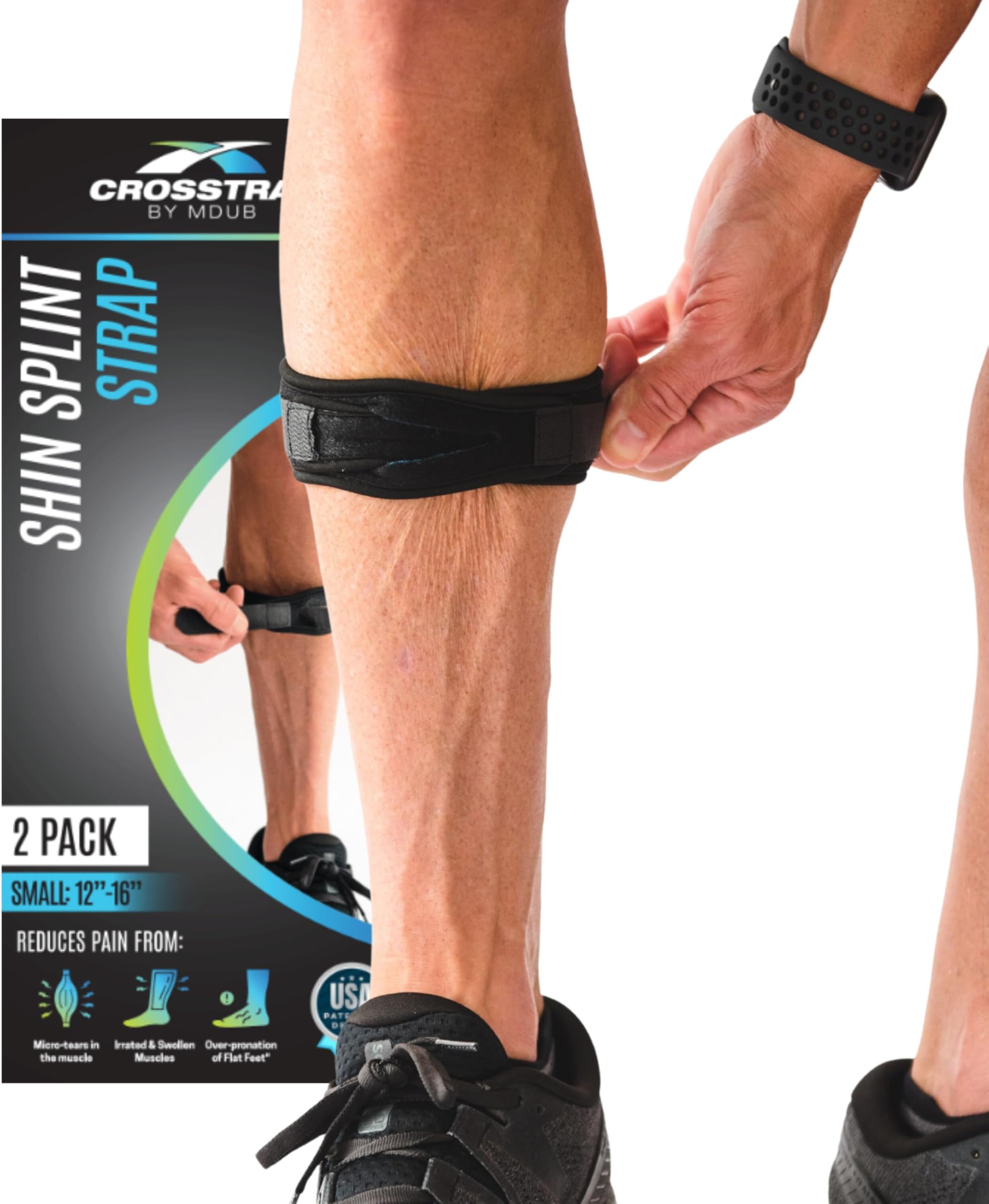 Calf & Shin Supports, Shin Splint Brace | Adjustable Neoprene Shin Splint & Leg Compression Support Strap | for Strains, Injuries, Pain