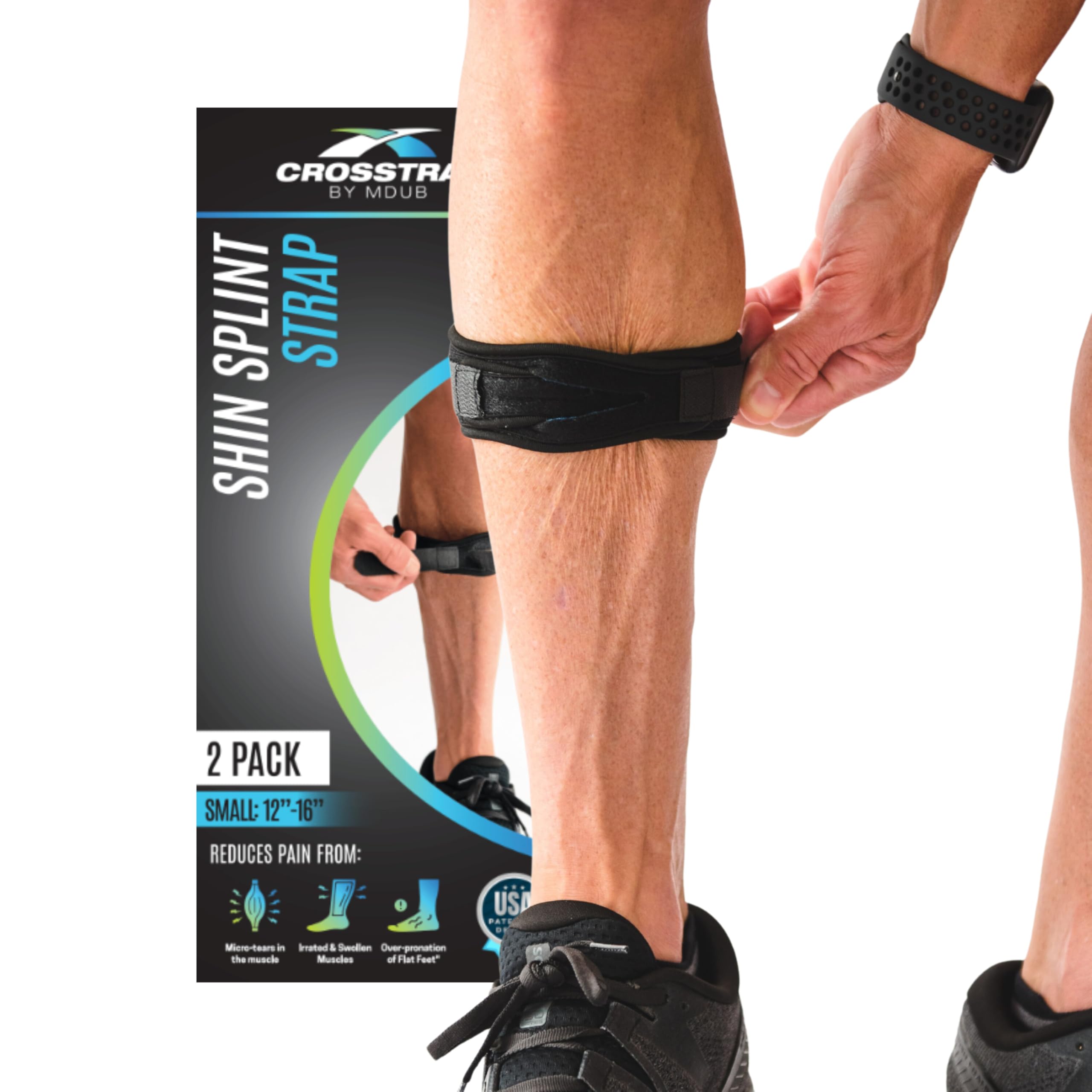 CROSSTRAP Calf & Shin Supports, Shin Splint Brace | Adjustable Neoprene Shin Splint & Leg Compression Support Strap | for Strains, Injuries, Pain