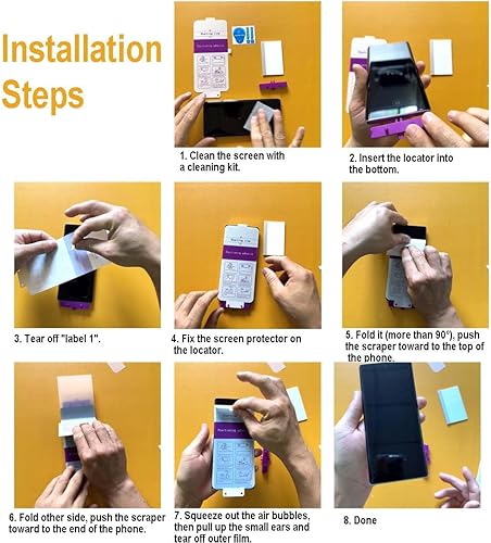 Miniatura 7 de Paquete de 2 protectores de pantalla de película de hidrogel para Samsung Galaxy S21 Ultra de 6.8 pulgadas, alta sensibilidad, HD, película de TPU