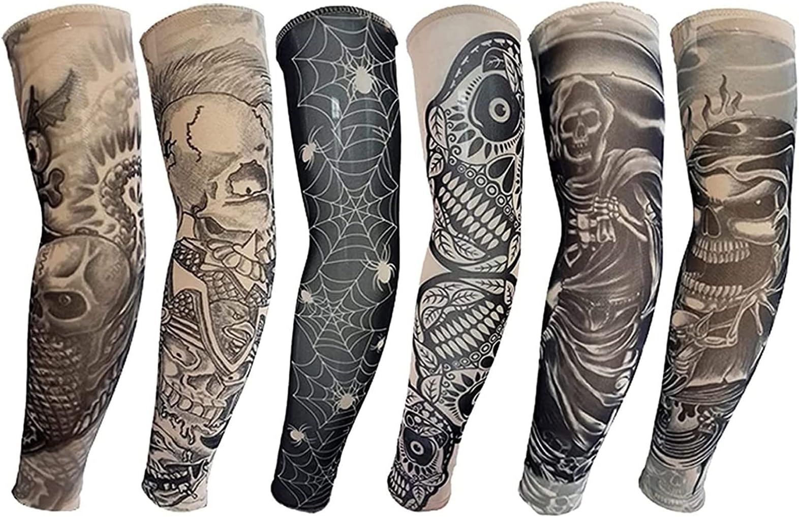 Tattoo Sleeves for Men, 6Pcs Arm Sleeves Fake Tattoos Sleeves to Cover Arms Sun Protection Sleeves Tattoo Sleeve Covers Temporary Tattoo Sleeves for Men Halloween (Set 2)