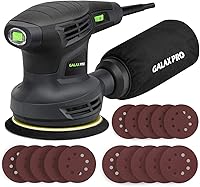 GALAXPRO 280W Orbital Sander 13000 OPM 6 Variable Speeds 5-Inch Random Orbit with 15 Sanding Discs & Dust Bag