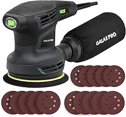 GALAX PRO Lixadeira orbital de 280W 13000OPM Max 6 velocidades variáveis com 15 discos de lixamento, lixadeira elétrica de 12,7 cm com coletor de poeira para lixar e polir
