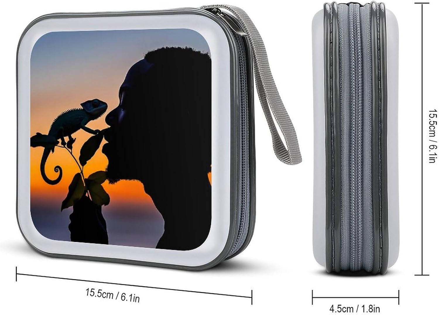 Chameleon Men Sunset Funny CD Storage Case for Car Holder DVD Organizer Box Holds 40 Discs Travel CD Wallet image 2