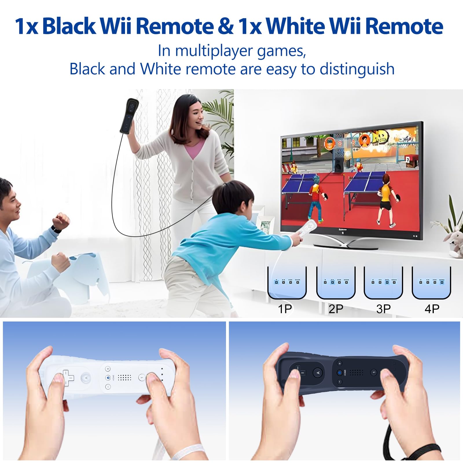 GOUYESHO Nue Télécommande de remplacement pour Wii/Wii U Controller with Nunchuck avec Motion Plus, remplacement pour console Wii/Wii U, 2 Pack(Noir et Blanc)