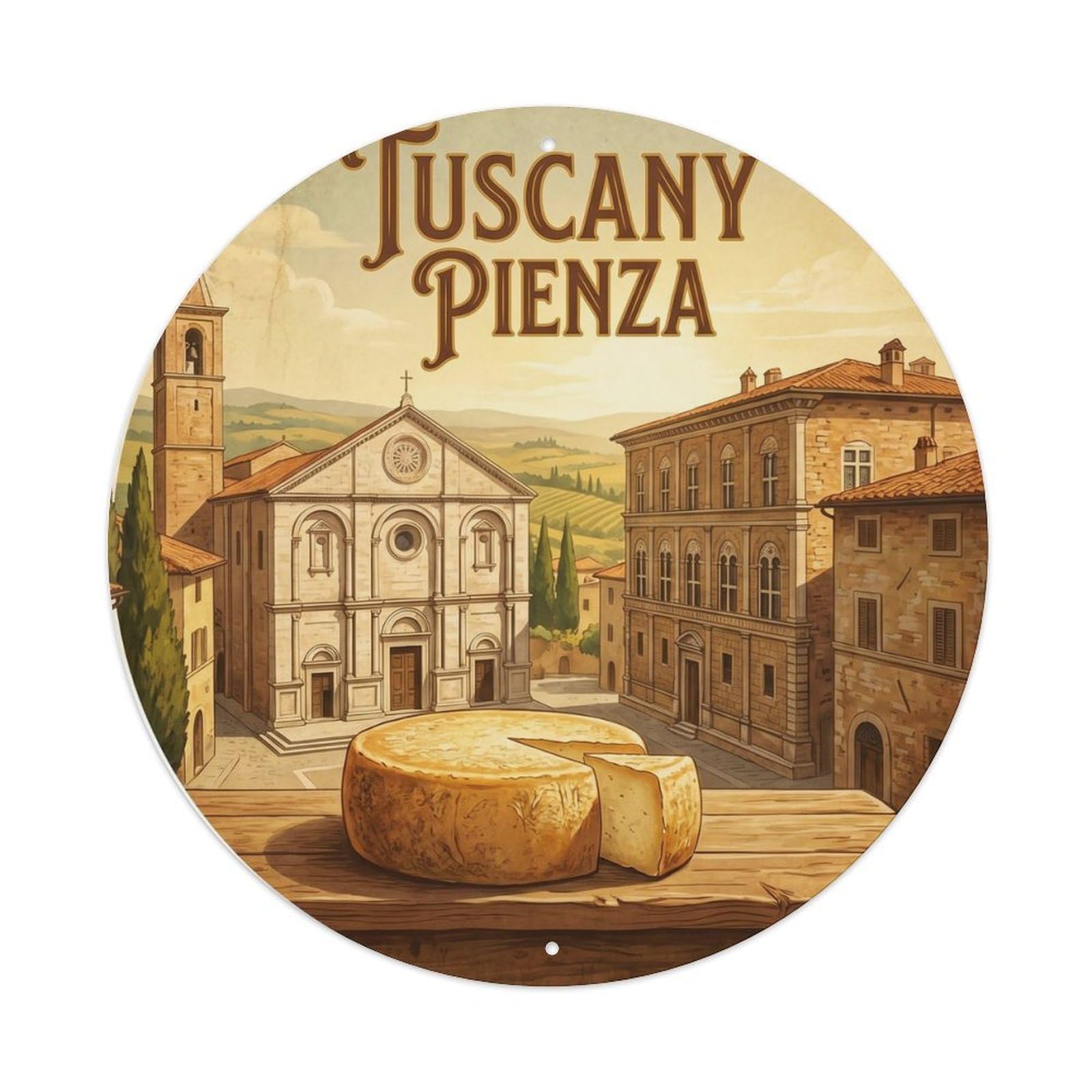 Tuscany Italy Pienza Food Culture Travel Classic Metal Tin Sign