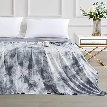 Elegear Cooling Blanket Tie Dye, Q-Max>0.5 Japanese Arc-Chill Cooling Fiber, Both Sides[Cooling/Cotton] for All-Season, Soft Breathable Blankets Keep Adults/Child/Baby Cool Gray, Twin/Full 59"x79"